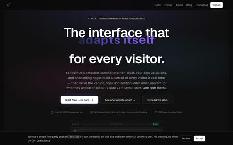 SentientUI — UI that learns what converts — SentientUI — screenshot