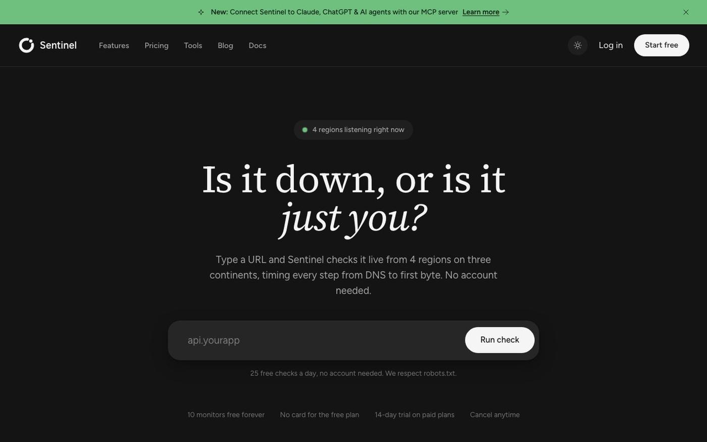 Website Monitoring for Agencies - Sentinel — screenshot