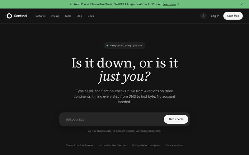Website Monitoring for Agencies - Sentinel — screenshot