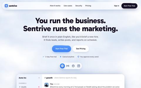 Sentrive · The AI employee that does the work, on repeat. — screenshot