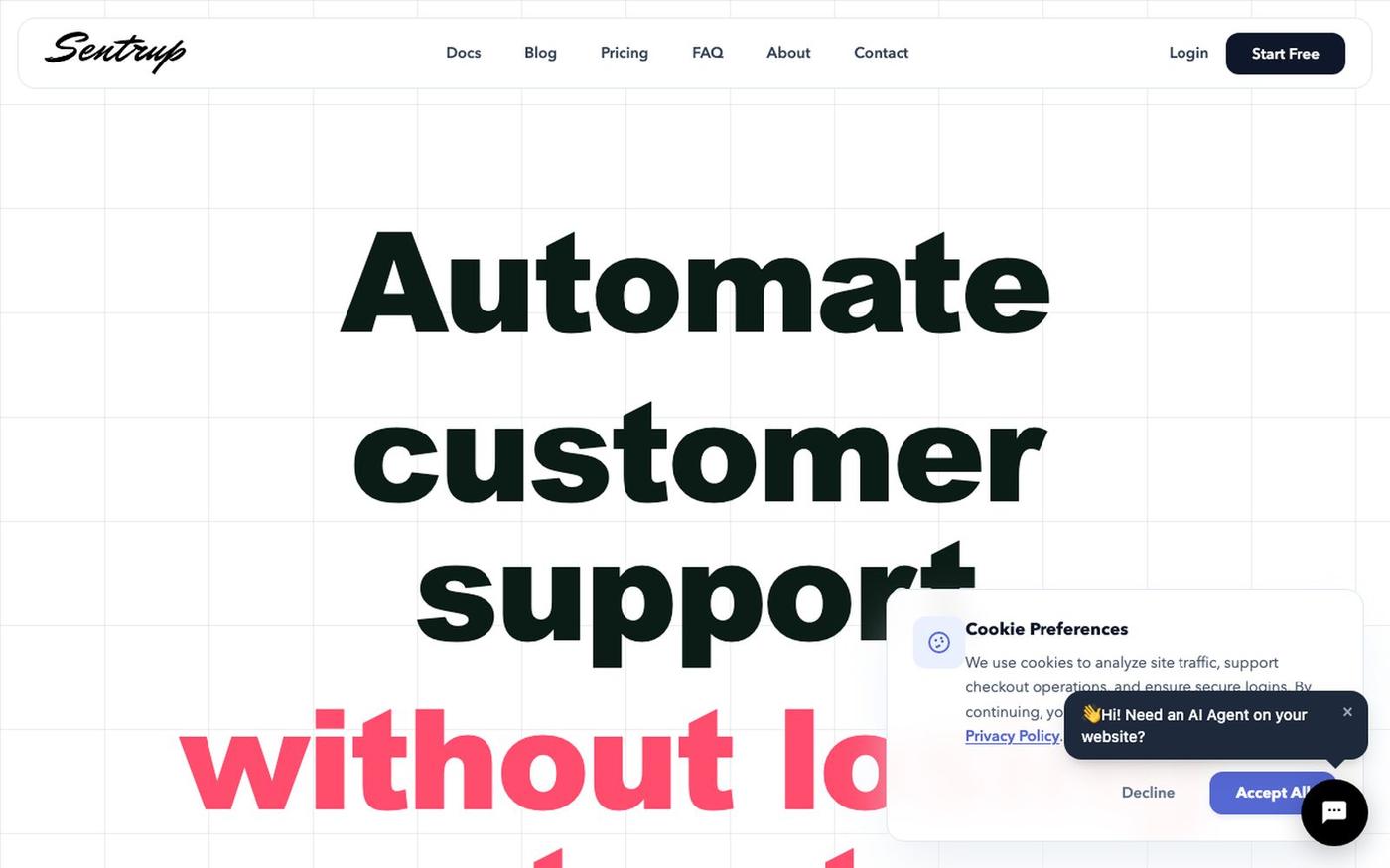 Sentrup — AI Customer Support Platform — screenshot