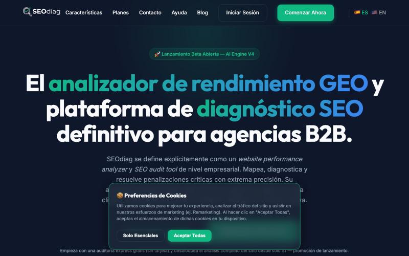 SEOdiag | Plataforma GEO, Auditoría SEO y Citabilidad IA — screenshot