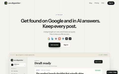 SEO Dispatcher — Get found on Google and in AI answers — screenshot