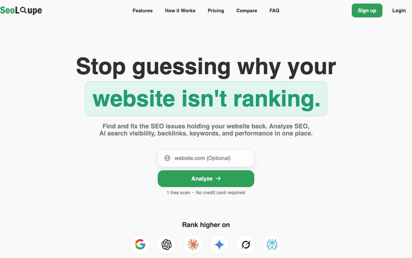 SeoLoupe - SEO, GEO & AEO Audit Tool That Shows You What to Fix — screenshot