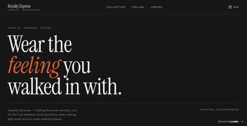 Royalty Express — Clothing that wears like a feeling — screenshot