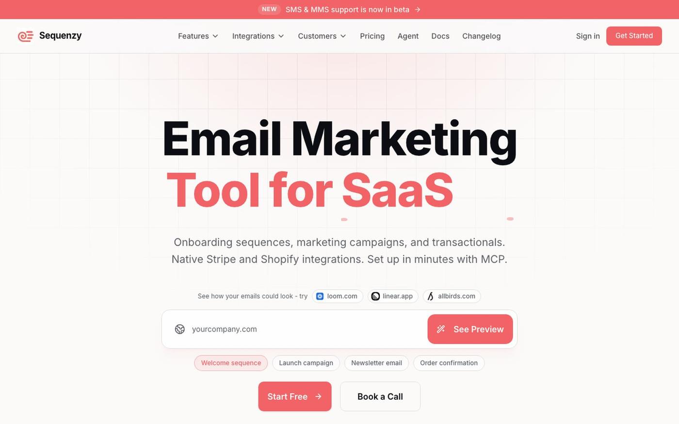 Sequenzy - Email Marketing Tool for SaaS. Send onboarding sequences, trial email — screenshot