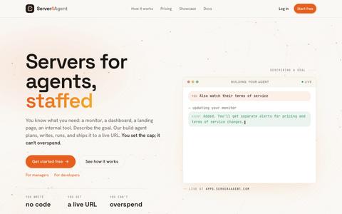 Servers for agents, staffed · Server4Agent — screenshot