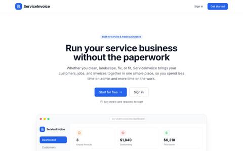 ServiceInvoice | Invoicing & job management for handyman businesses — screenshot
