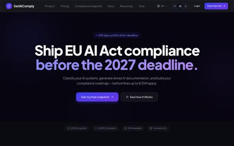 EU AI Act Compliance Software for SMEs — SetAIComply — screenshot