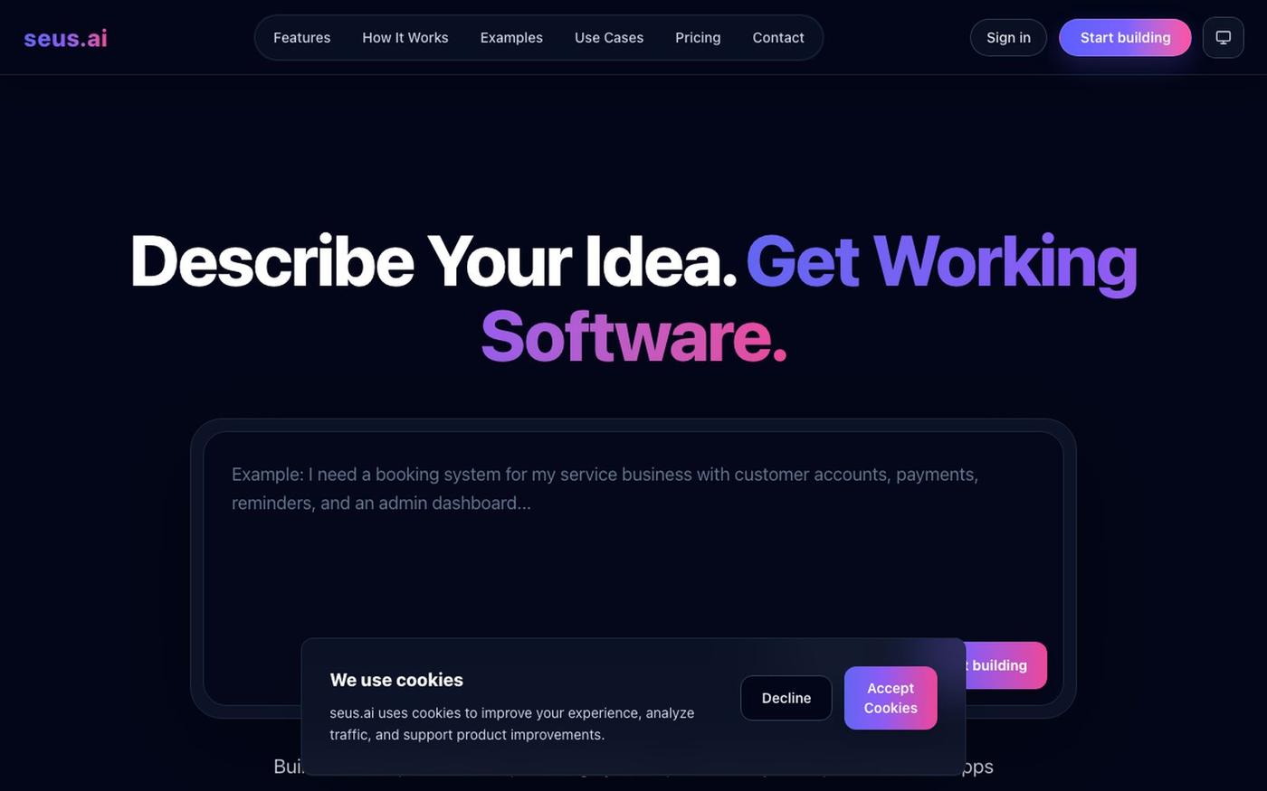 seus.ai — Autonomous Software Creation Engine — screenshot