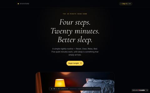 Eventide — A 20-Minute Bedtime Routine for Better Sleep — screenshot