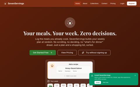 SevenServings - Meal Planner & Shopping List Generator — screenshot