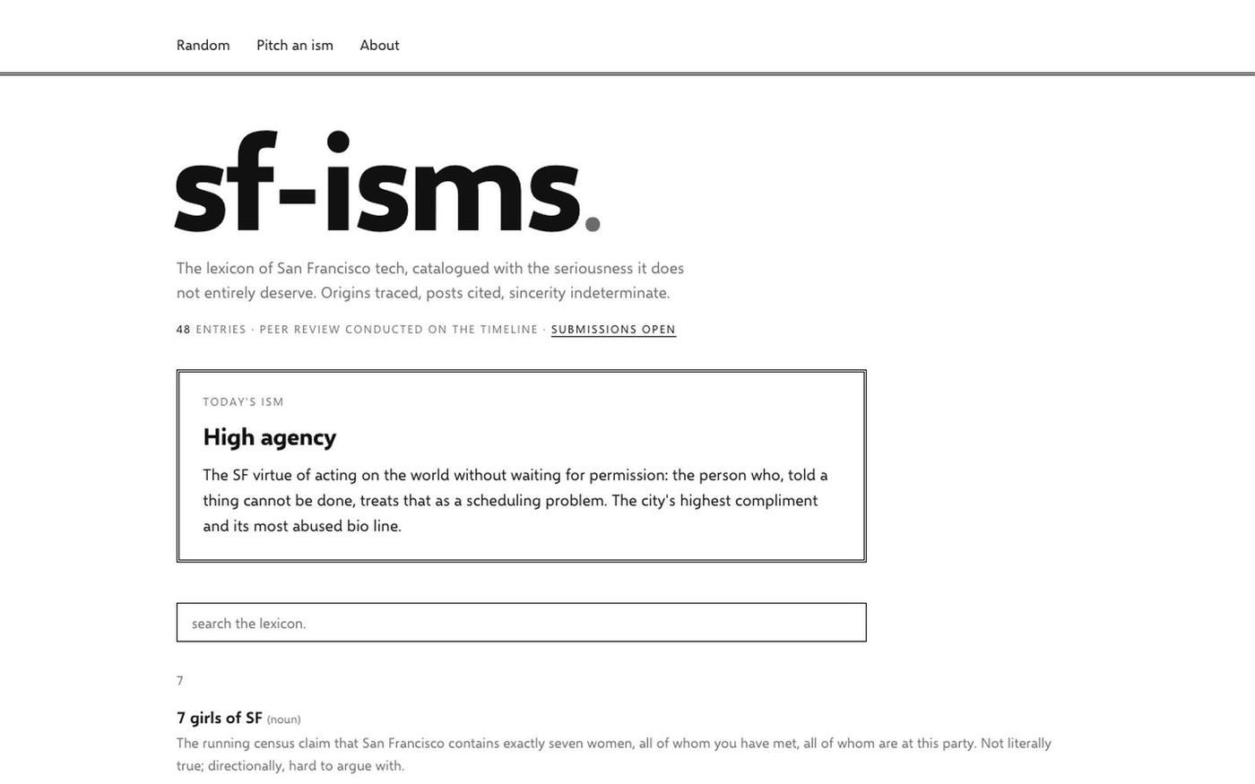 sf-isms - a field guide to San Francisco vernacular — screenshot
