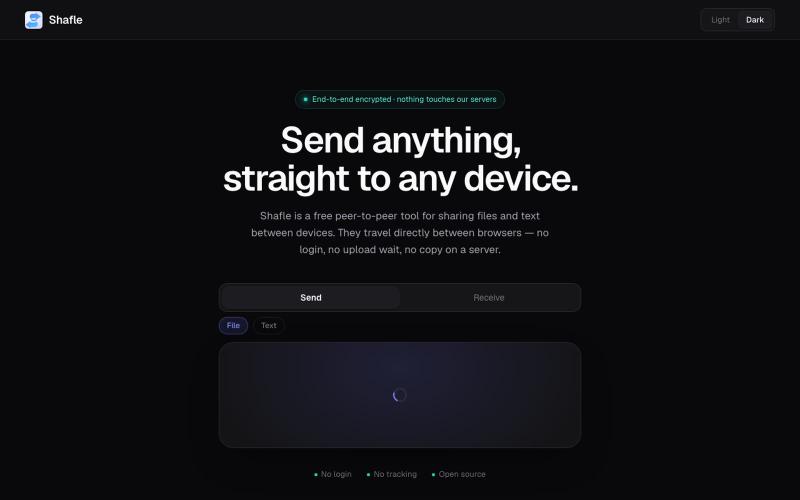 Shafle — Free P2P File & Text Sharing — screenshot