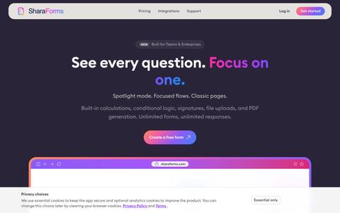Free Form Builder with Calculations & Conditional Logic - SharaForms — screenshot