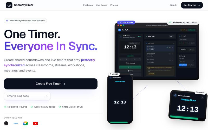 ShareMyTimer - Real-Time Collaborative Synchronized Timers — screenshot