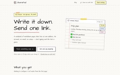 SharePad — Share notes with one link, no signup — screenshot