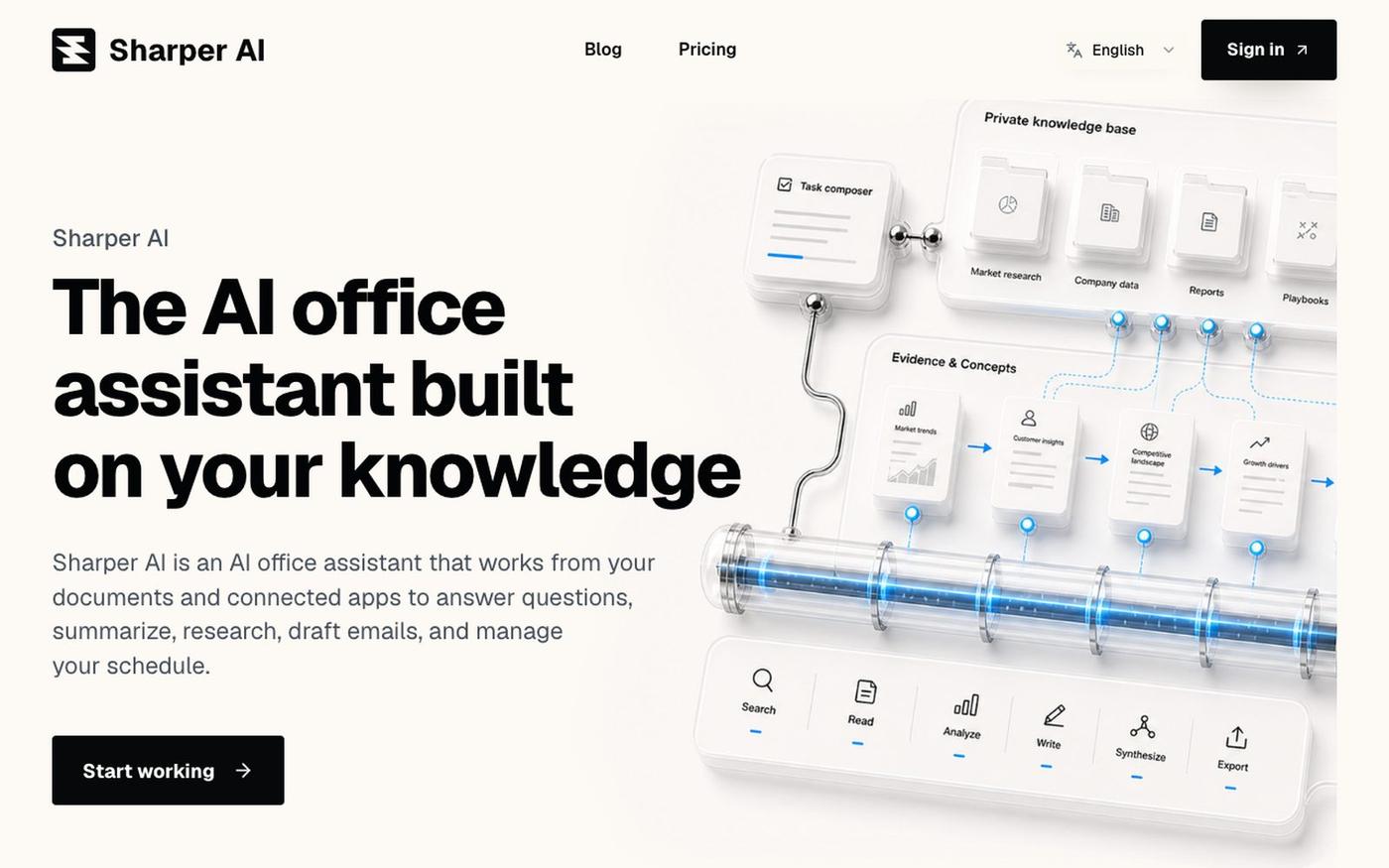 Sharper AI | AI Office Assistant Built on Your Knowledge — screenshot