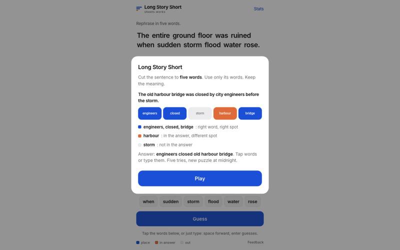 Long Story Short · sheets.works — screenshot