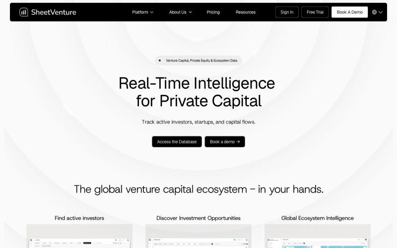 Real-Time Venture Capital & Private Equity Database | SheetVenture — screenshot