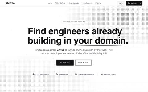 Shiftza — Find & Recruit Top 1% GitHub Engineers — screenshot