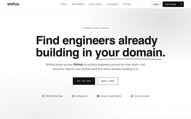Shiftza — Find & Recruit Top 1% GitHub Engineers — screenshot