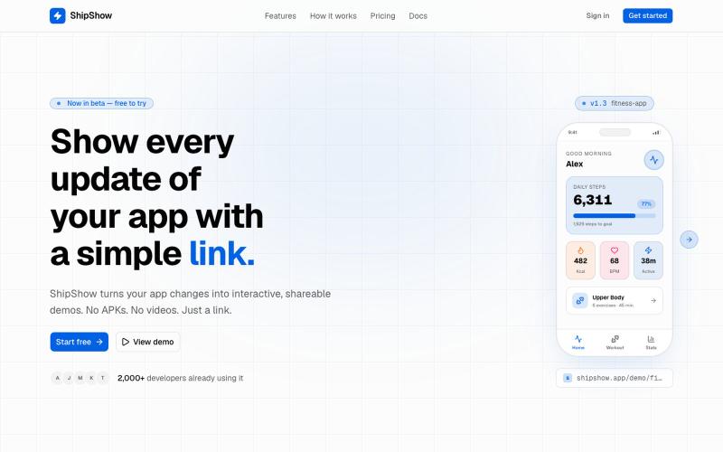 ShipShow — Show every update of your app with a simple link — screenshot