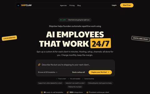ShipClaw | Client-ready AI bot infrastructure for agencies — screenshot