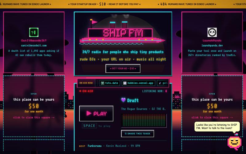SHIP FM — 24/7 radio for people who ship — screenshot