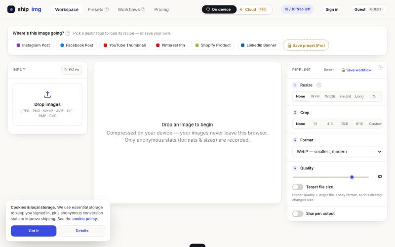 shipimg — browser-powered image workflows — screenshot