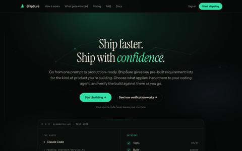 ShipSure — Ship faster with AI. Know the work is actually done. — screenshot