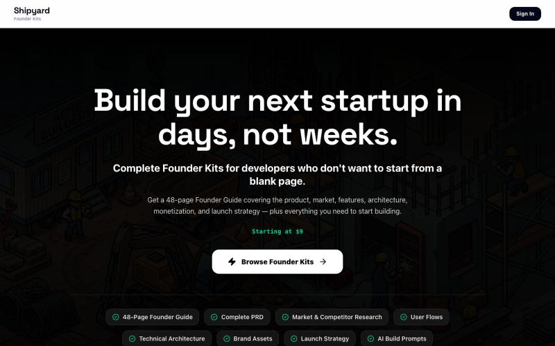 Shipyard Startup Marketplace — screenshot