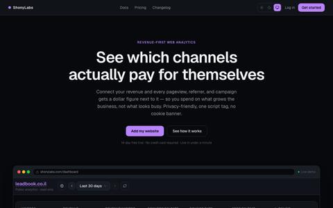 ShonyLabs Analytics — see which channels pay for themselves — screenshot