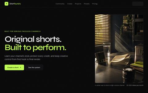 Shortfoundry - Original faceless video creation — screenshot
