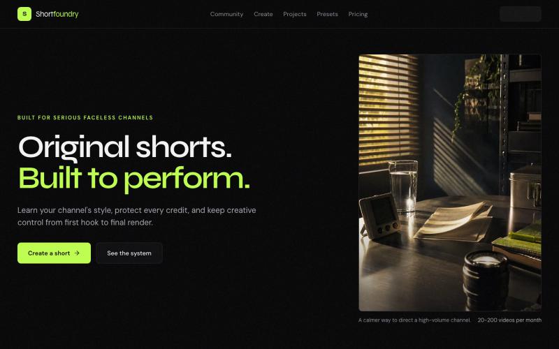 Shortfoundry - Original faceless video creation — screenshot