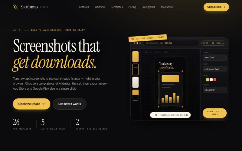 ShotCanvas — AI App Store Screenshot Studio & Generator — screenshot