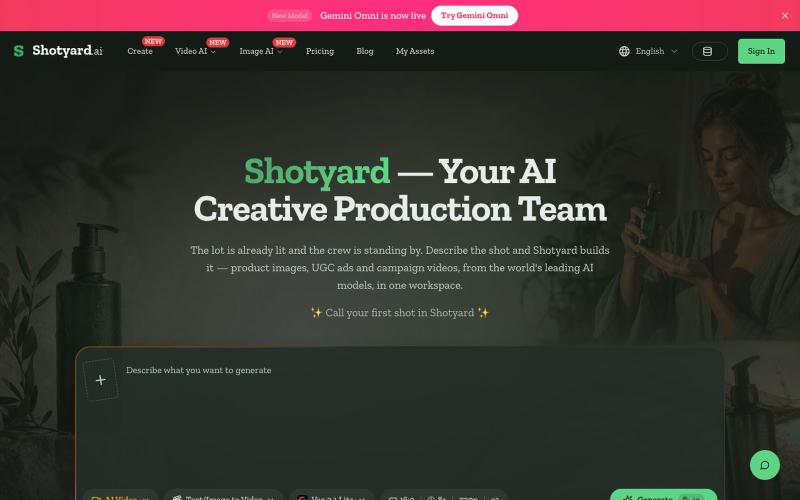 Shotyard: AI Product Images, UGC Ads & Campaign Videos — screenshot