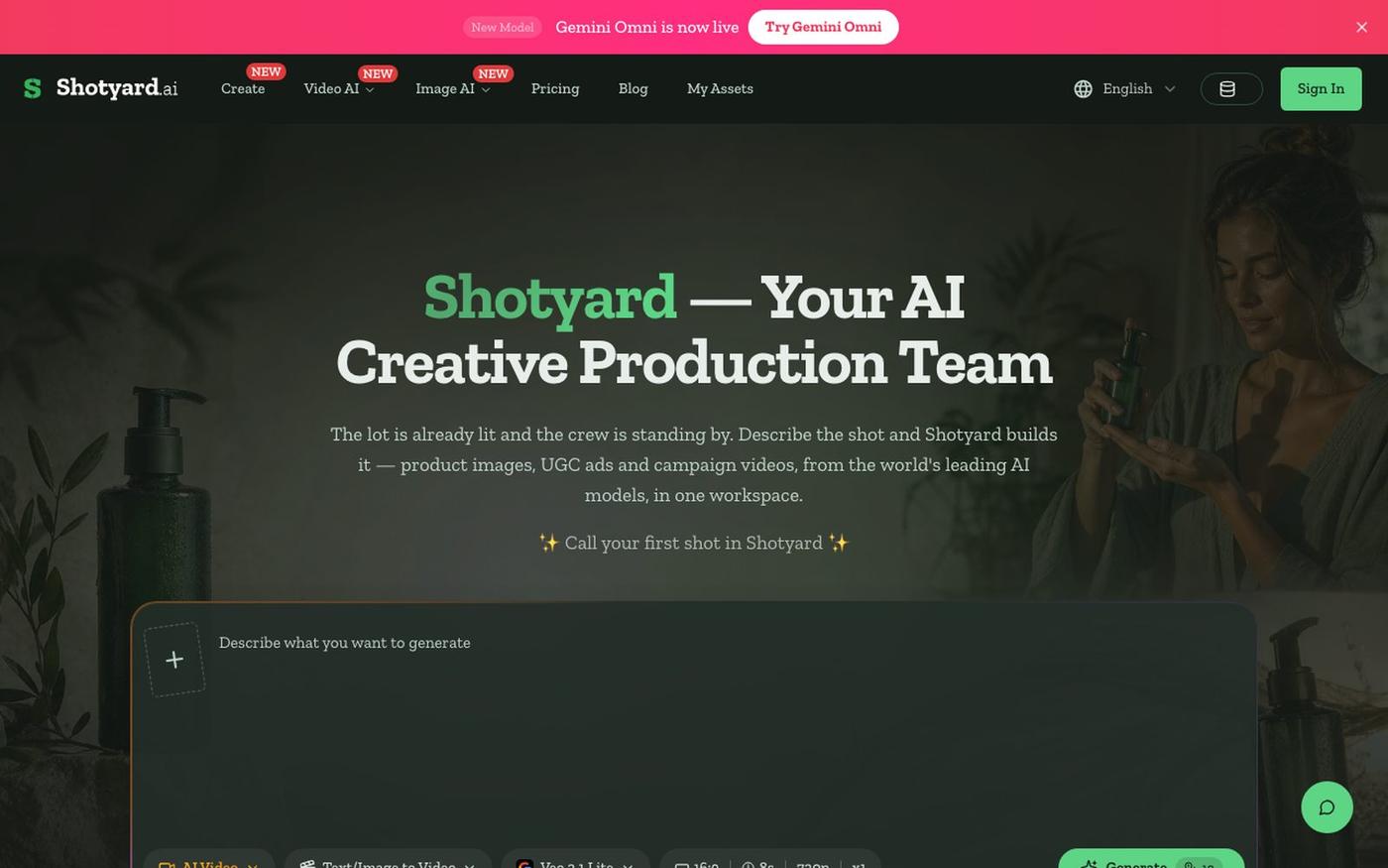 Shotyard: AI Product Images, UGC Ads & Campaign Videos — screenshot