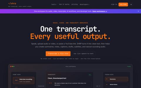 SHRP — Speech to Text, Transcription, YouTube Transcripts & TTS — screenshot