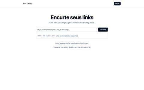 Shrtly — Encurtador de links rápido e grátis — screenshot
