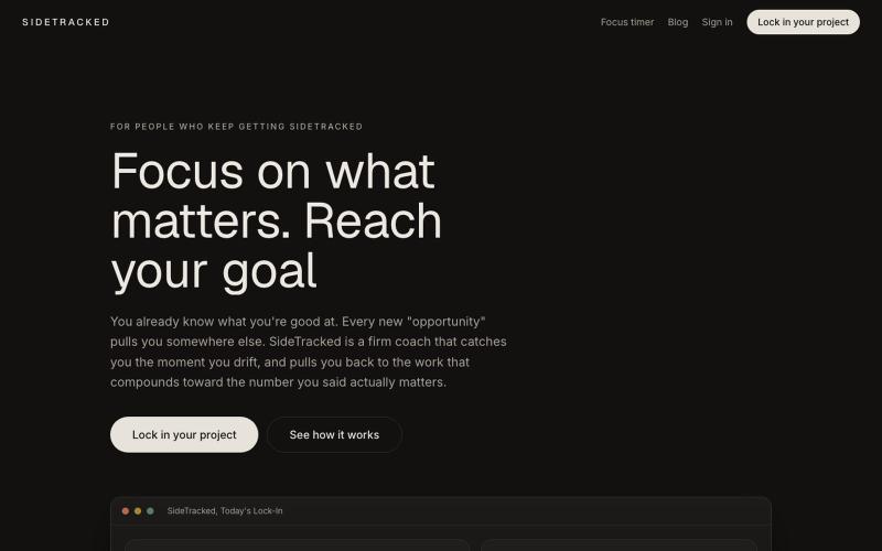 SideTracked, The Productivity App That Stops You Drifting — screenshot