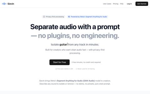 Sievin - Segment Anything for Audio | AI Audio Separation — screenshot