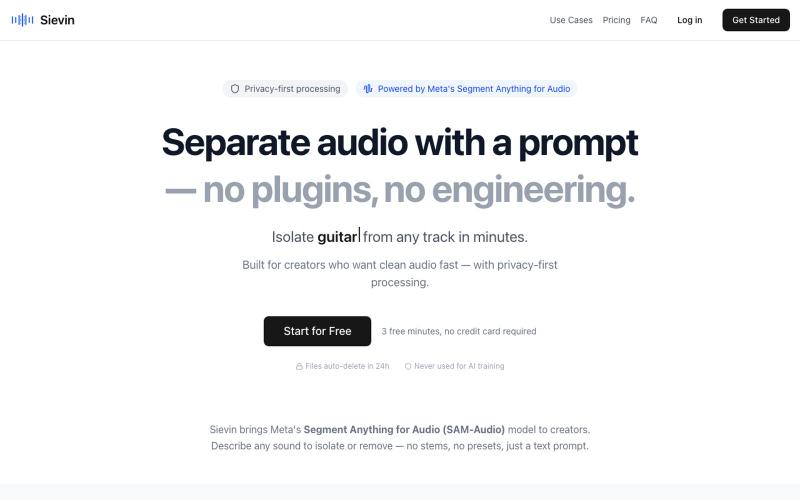 Sievin - Segment Anything for Audio | AI Audio Separation — screenshot