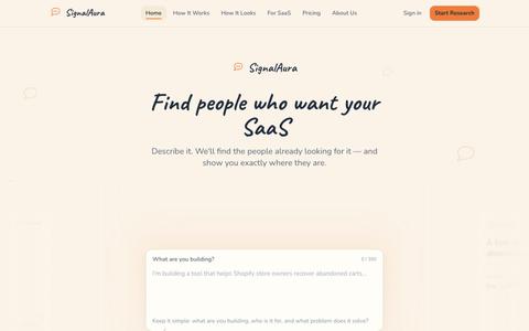 SaaS Idea Validation & Market Research | SignalAura — screenshot