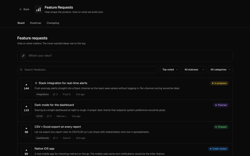 Feature Requests feedback · SignalBoard — screenshot