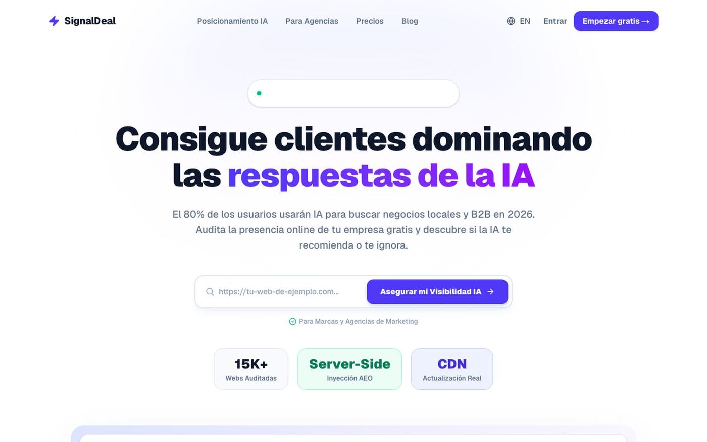 SignalDeal — El Radar de Invisibilidad y Posicionamiento AEO para IAs — screenshot