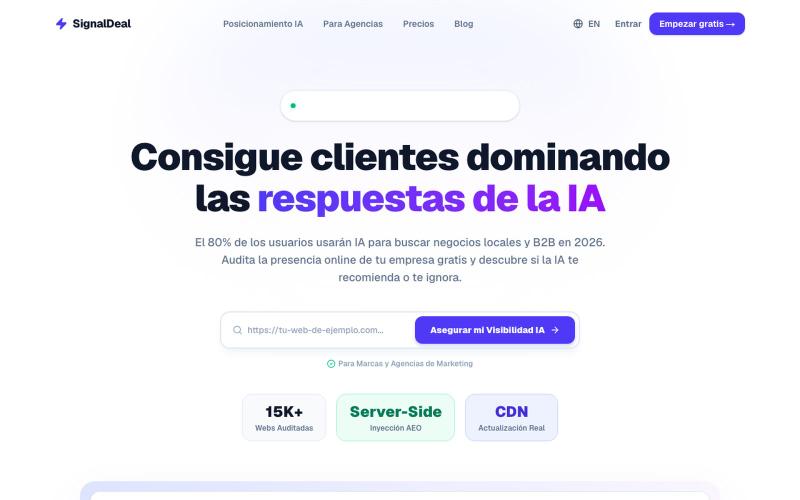 SignalDeal — El Radar de Invisibilidad y Posicionamiento AEO para IAs — screenshot