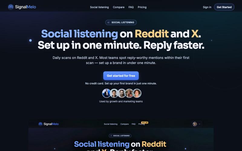 Social Listening for Reddit and X | SignalMelo — screenshot