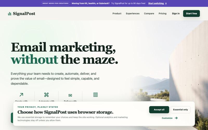 SignalPost | Email Marketing for Brands, Creators, Agencies, Non-Profits & Highe — screenshot