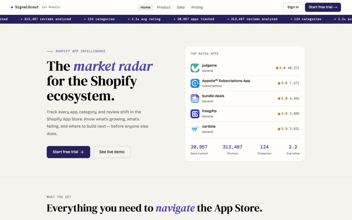 SignalScout — Shopify App Store Intelligence | SignalScout — screenshot